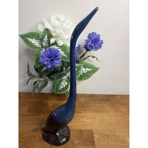 Vintage Blue Mountain Pottery Tall‎ Heron Crane Bird Figurine Canada Drip Glaze